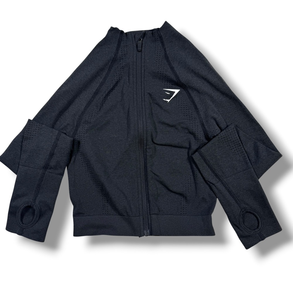 Gymshark Vital Seamless 2.0 Full Zip Jacket Size S Womens Black Marl